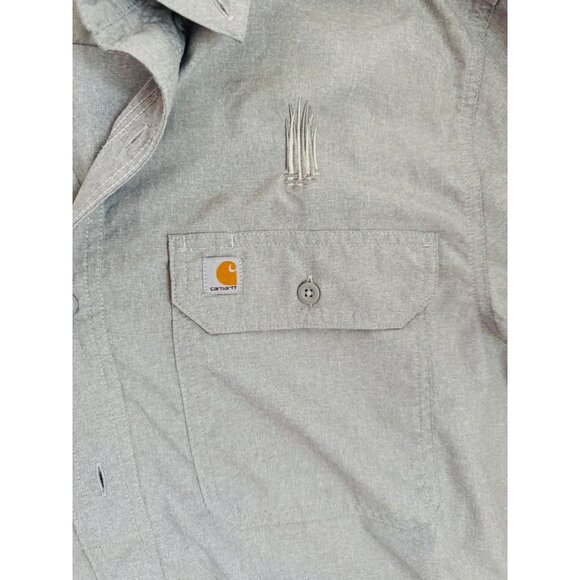 Carhartt Men's Relaxed Fit Long Sleeve Gray Button-Down Shirt.Size L - Picture 4 of 6